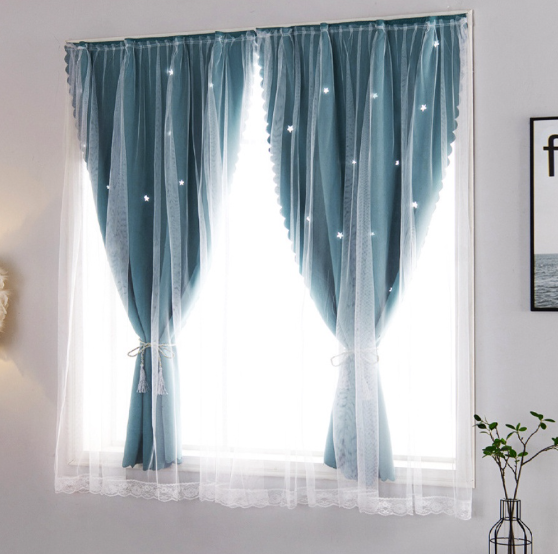 Rèm cửa dán hai lớp lãng mạn ngôi sao sáng nhiều size