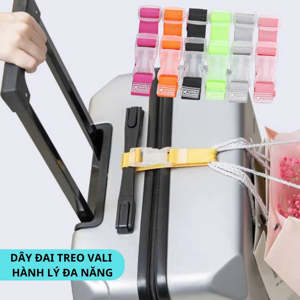 Dây Đai Buộc Khóa Hành Lý Vali Treo Balo Túi Xách Giỏ Cặp Đi Máy Bay Du Lịch Dã Ngoại Picnic Cắm Trại - Giao Màu Ngẫu Nhiên