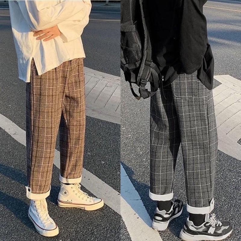 Quần dài caro phối line CUSI ulzzang (ẢNH THẬT