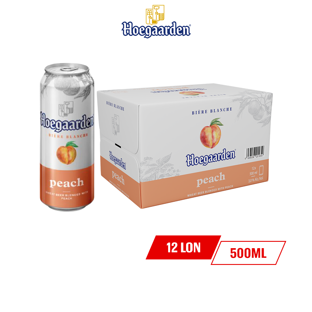Thùng 12 Lon Bia Hoegaarden Peach - Bia Bỉ Vị Đào