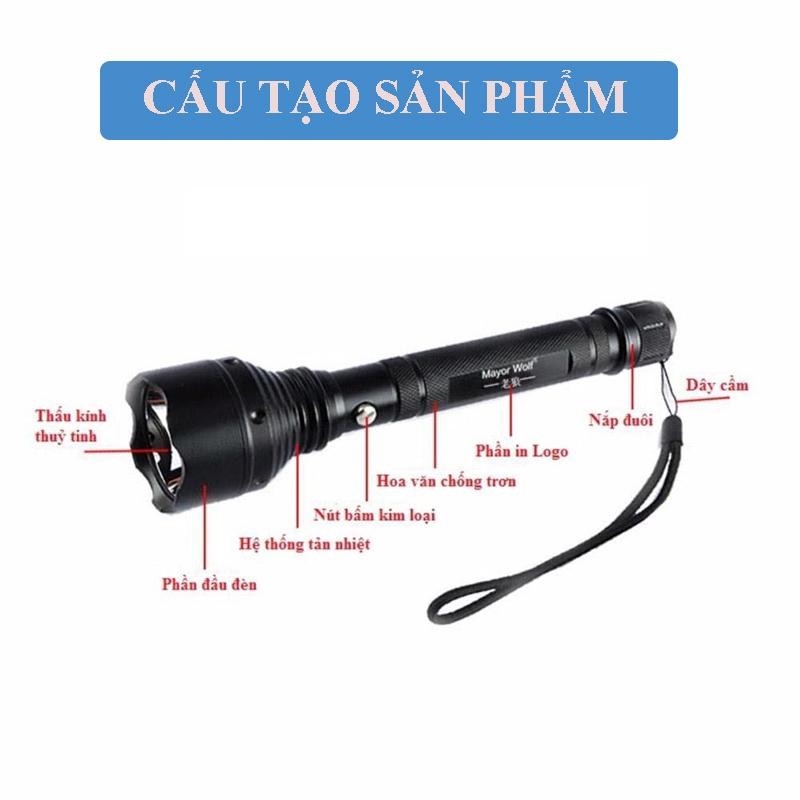 Đèn Pin Ly S015 Cao Cấp,Không Thấm Nước, Vỏ Được Làm Bằng Hợp Kim Nhôm Rất Cứng, Có Khả Năng Chống Va Đập Cao