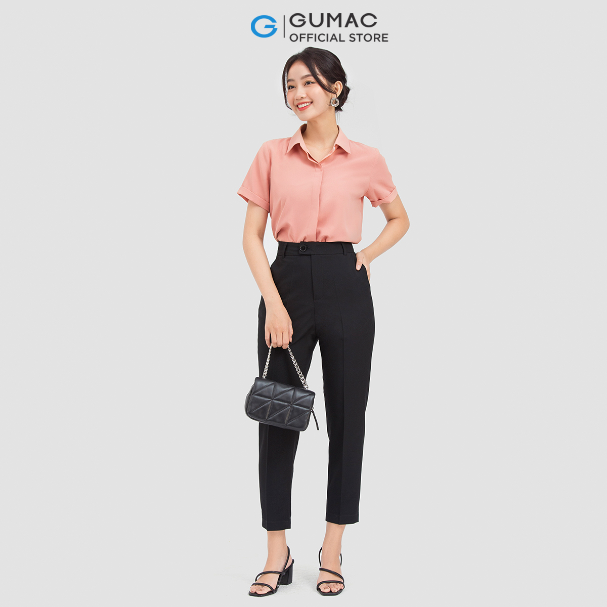 Áo sơ mi nữ GUMAC AC06039 tay ngắn tay lật