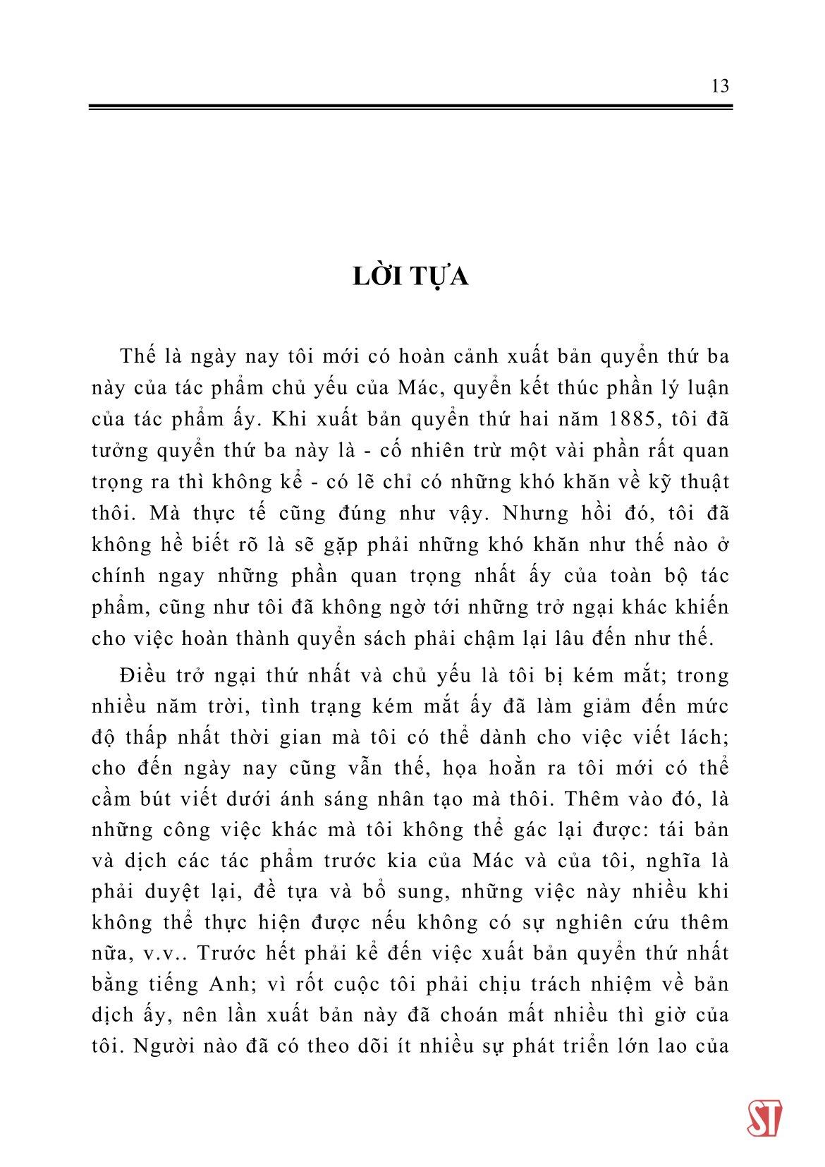 Tư Bản - Phê Phán Khoa Kinh Tế Chính Trị - Tập Thứ Ba - Quyển III: Toàn Bộ Quá Trình Sản Xuất Tư Bản Chủ Nghĩa. Phần Thứ Nhất (Chương I - XXVIII)