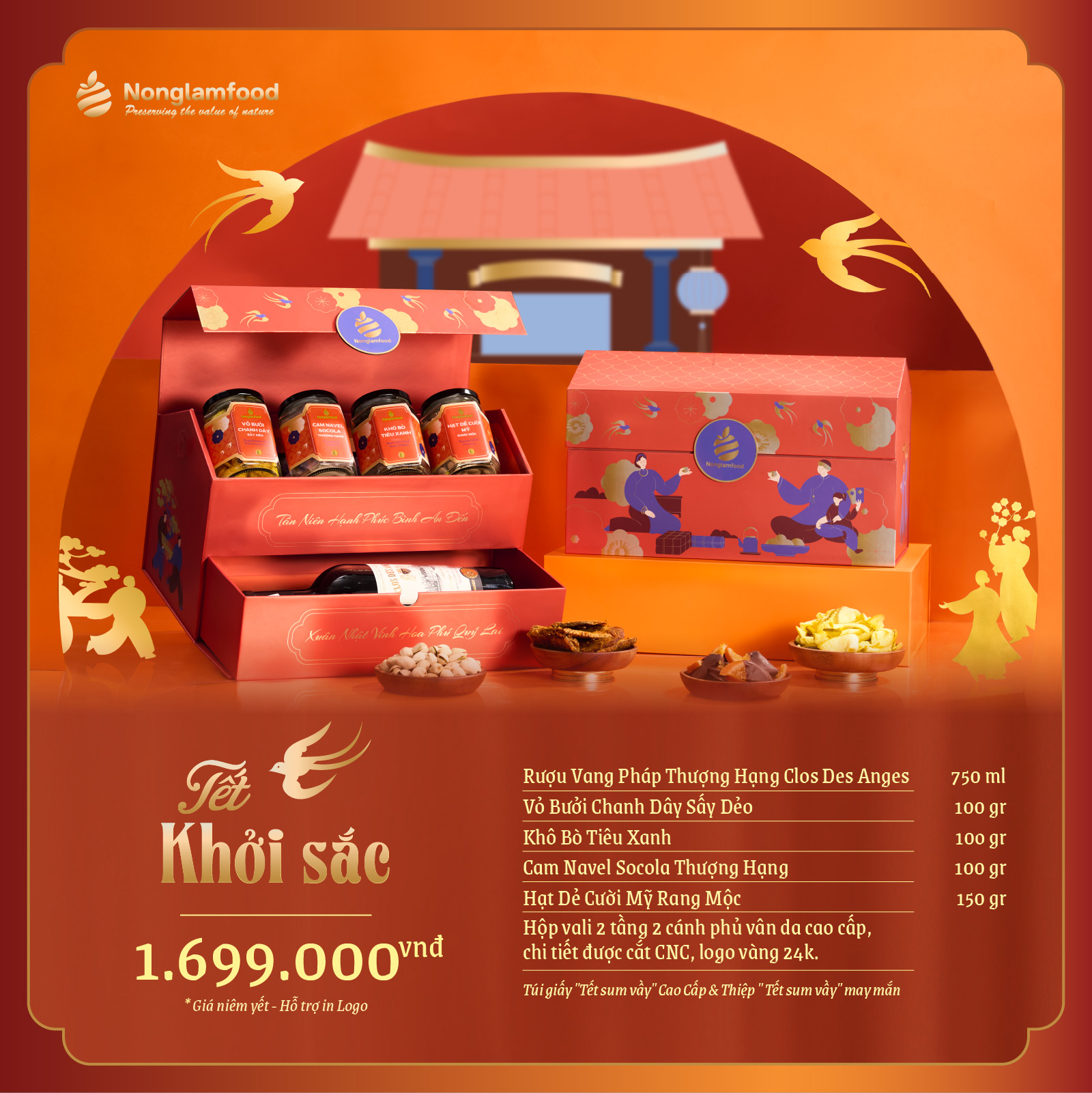[BỘ QUÀ TẾT 2025] Set quà Tết Premium Sum Vầy 1 Nonglamfood | Hạt mứt tết, quà tặng cho người thân