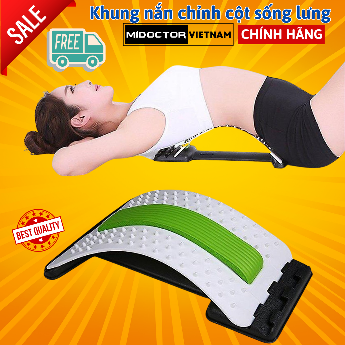 Khung nắn chỉnh cột sống, chống thoát vị đĩa đệm, thoái hóa, đau lưng, vai gáy (Giao màu ngẫu nhiên) - Gai Nhỏ miDoctor