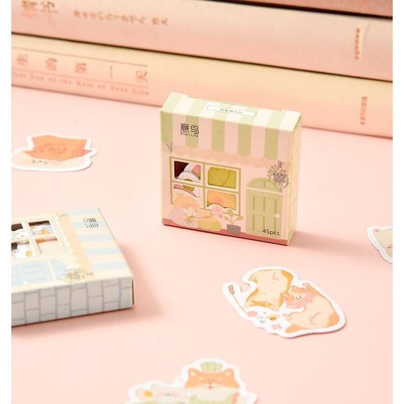 Bộ 45 Sticker Hàn Quốc hình Con Vật Tinh Nghịch dán trang trí E94