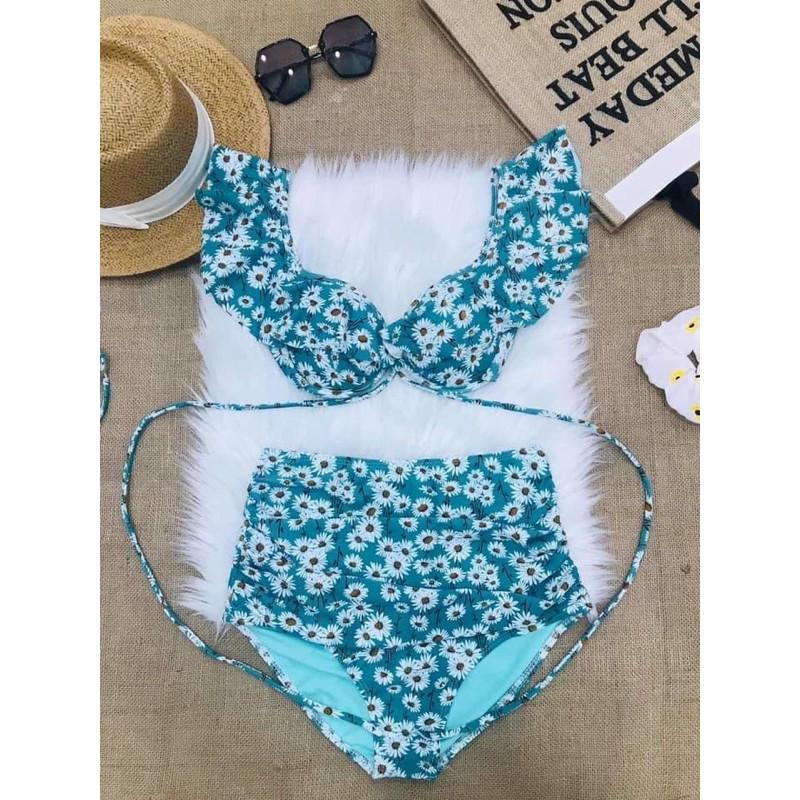 Bikini 2 mảnh hoa cúc xanh (hình thật