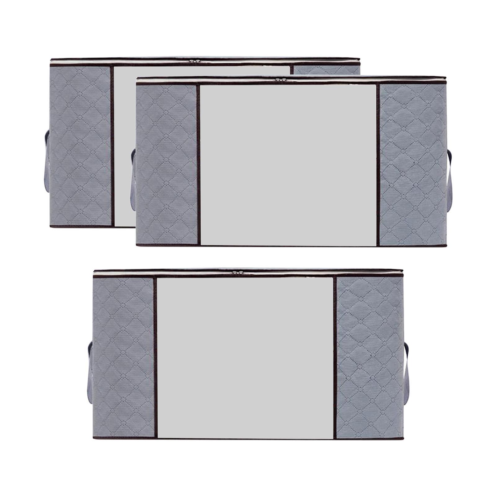 3 Pieces Foldable Closet Organizer 150L Storage Bags Container Carry Handle