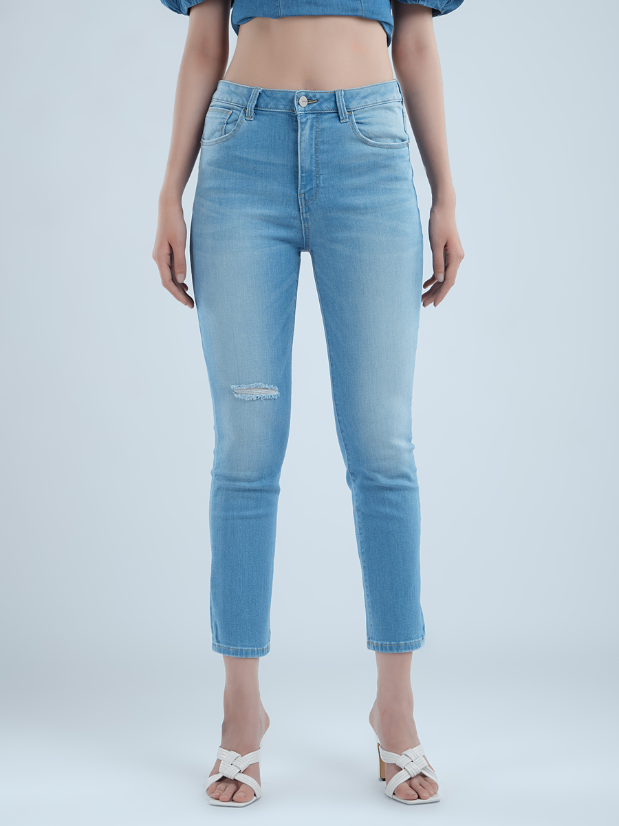 Quần nữ dài jeans 26&quot;1/2 rách gối WJF0202