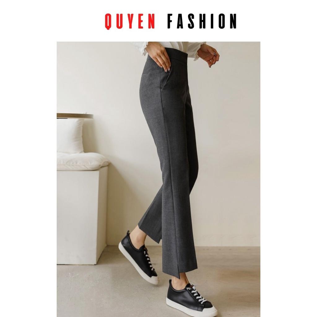 Quần Âu Công Sở Nữ Thời Trang Quyên Fashion, Dáng Đứng Xẻ Gấu Cá Tính QQM124