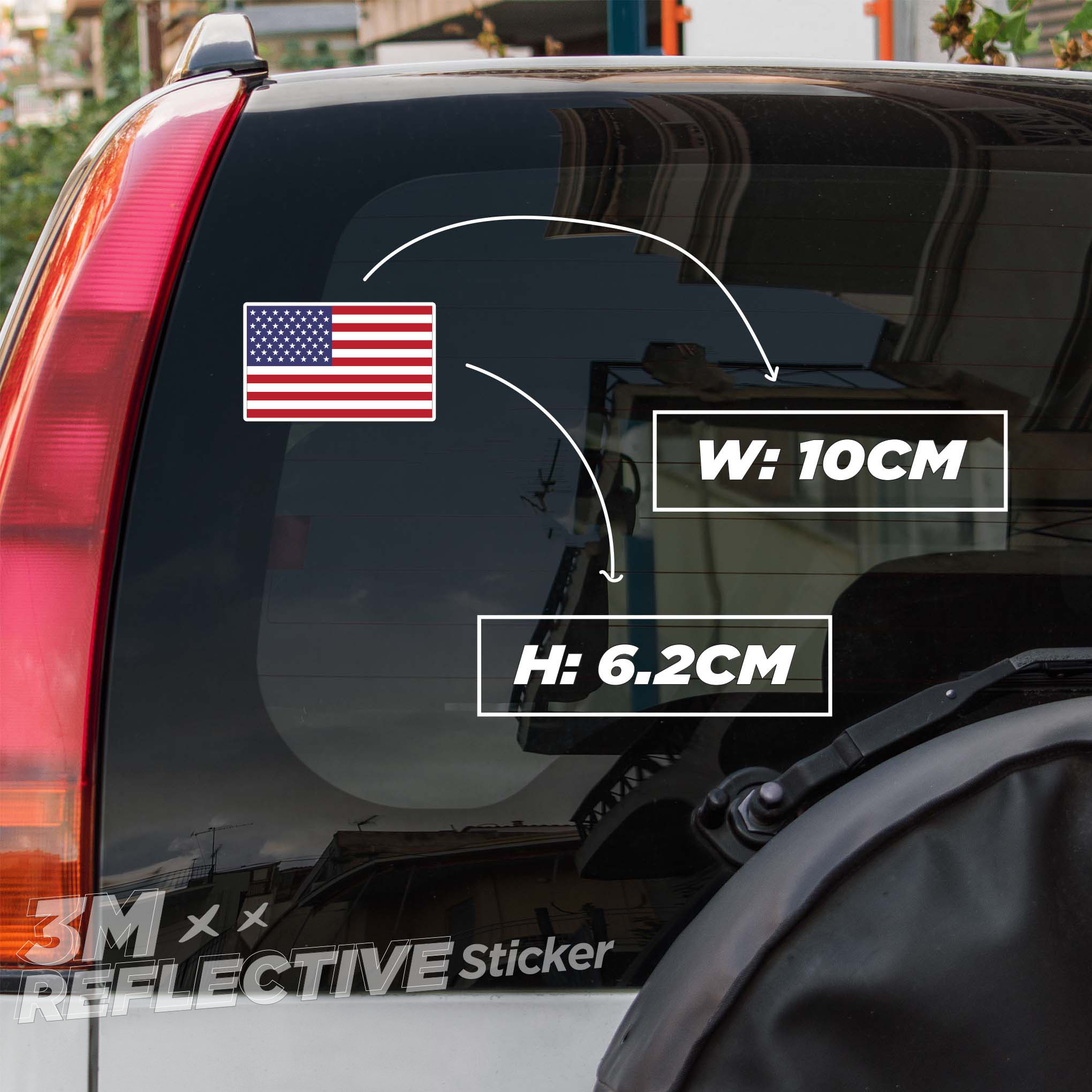 USA FLAG 3M - Reflective Sticker Die-cut Hình dán phản quang thương hiệu STICKER FACTORY