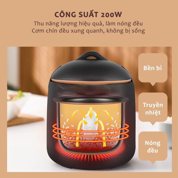 Nồi Cơm Điện, Nồi Cơm Điện Mini Đa Năng Chigo Dung Tích 1.2L Chống Dính Phù Hợp Cho 1-2 Người Ăn