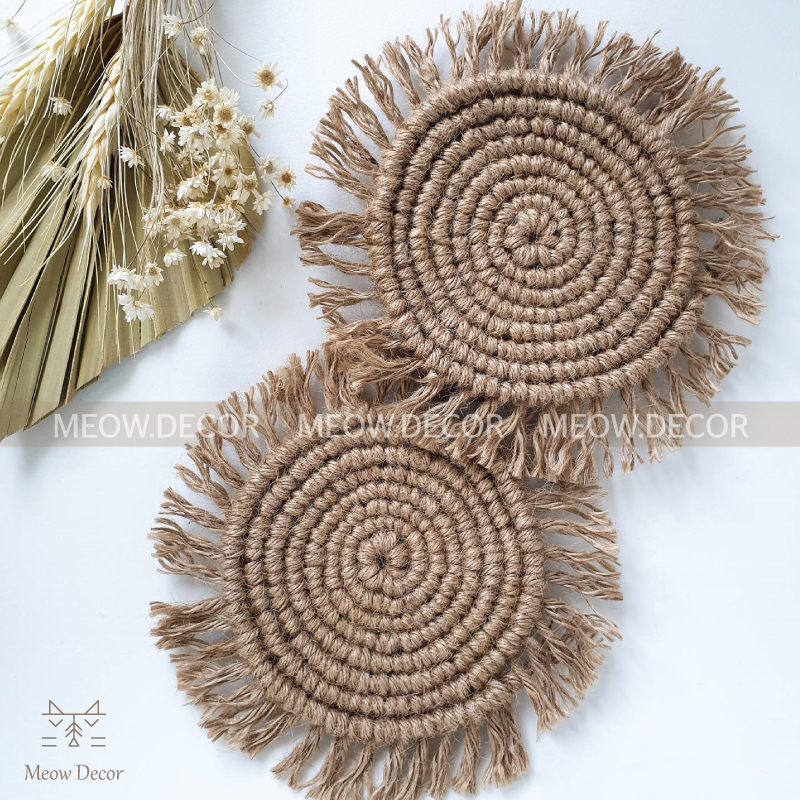 Lót ly thừng gai trang trí chụp ảnh, lót nến, phụ kiện decor phong cách vintage