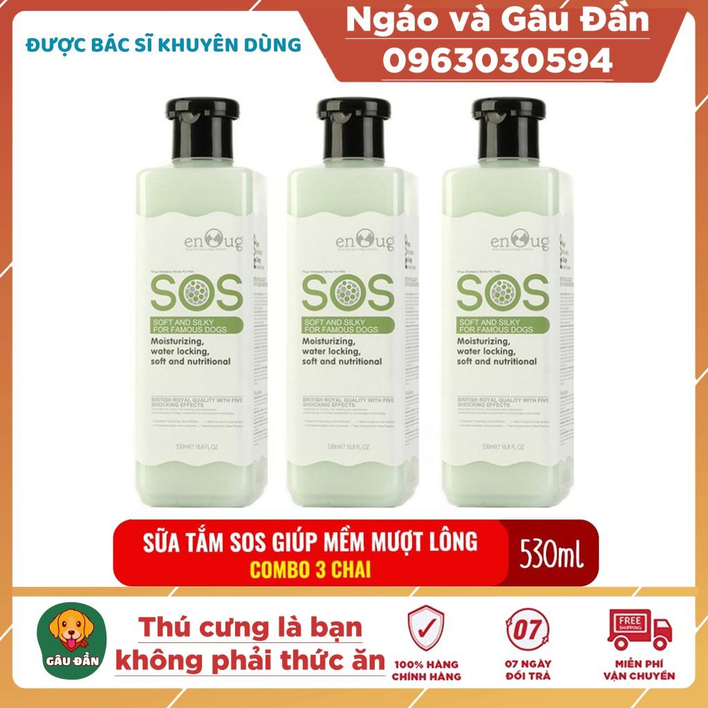 Combo 3 chai Sữa tắm SOS cho chó mèo giúp mềm mượt lông 530ml màu xanh lá (HÀNG CHÍNH HÃNG)