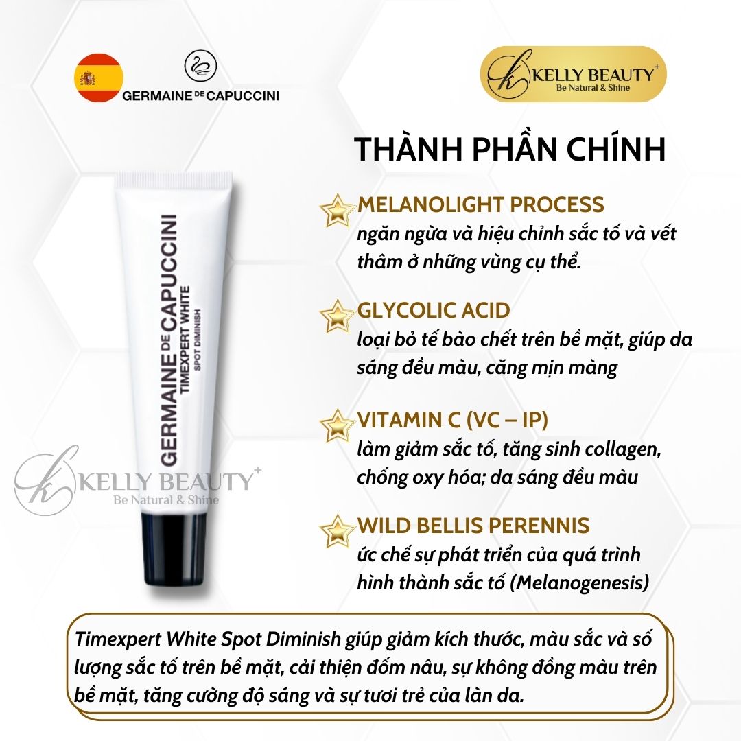 Tinh Chất Chấm Nám Geramine TIMEXPERT WHITE Spot Diminish - Phân Giải Hắc Tố, Mờ Đốm Nâu Đen | Kelly Beauty