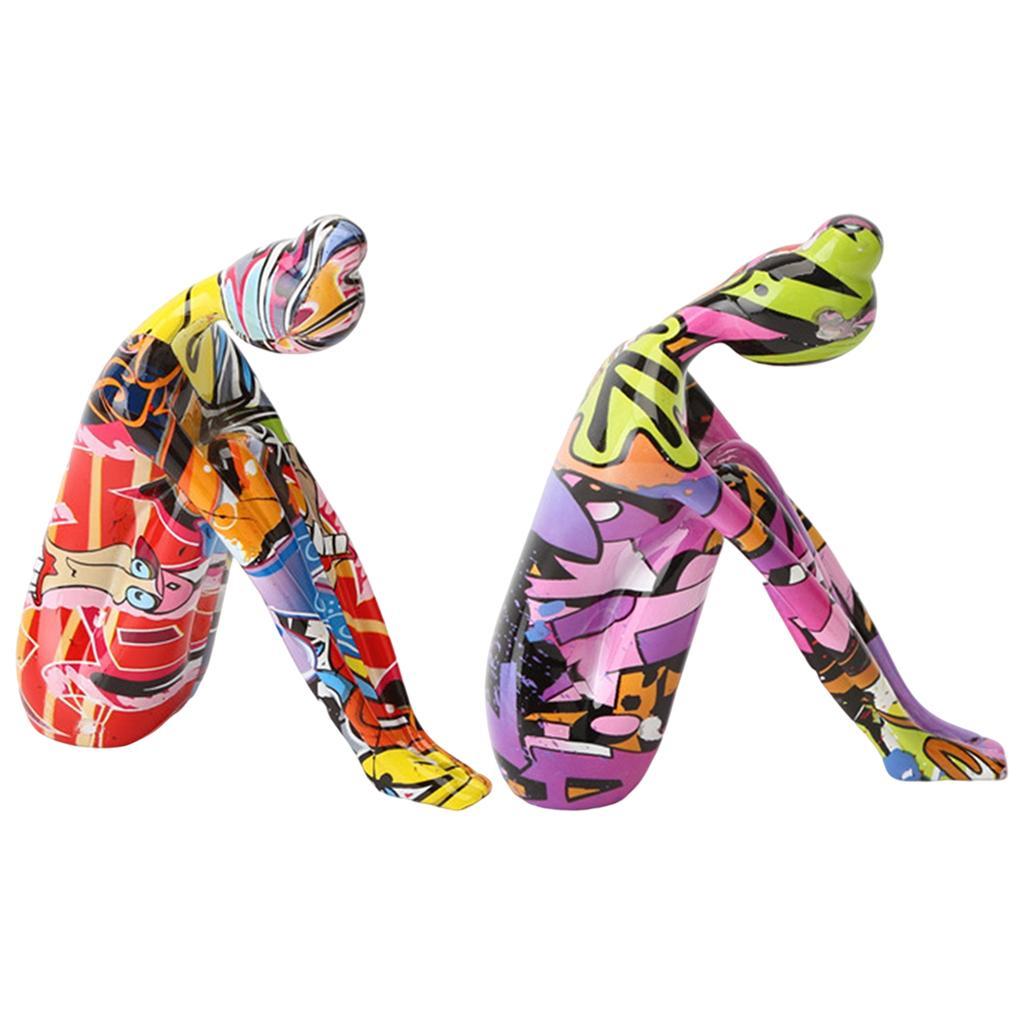 2Pcs Figurine Sculpture Statue Bedroom TV Stand Decorative