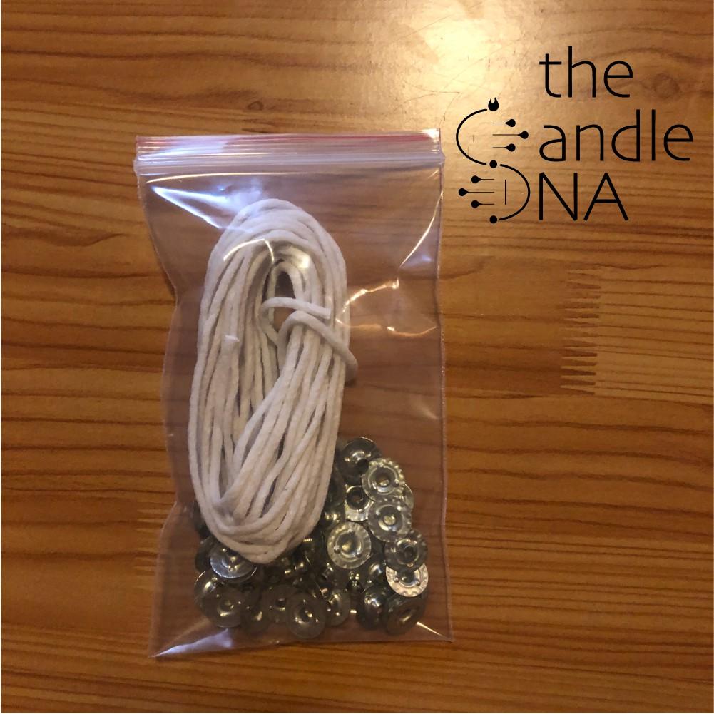 5 mét Bấc Nến Cotton Nhúng Sáp + 50 Đế Kẹp bấc The Candle DNA