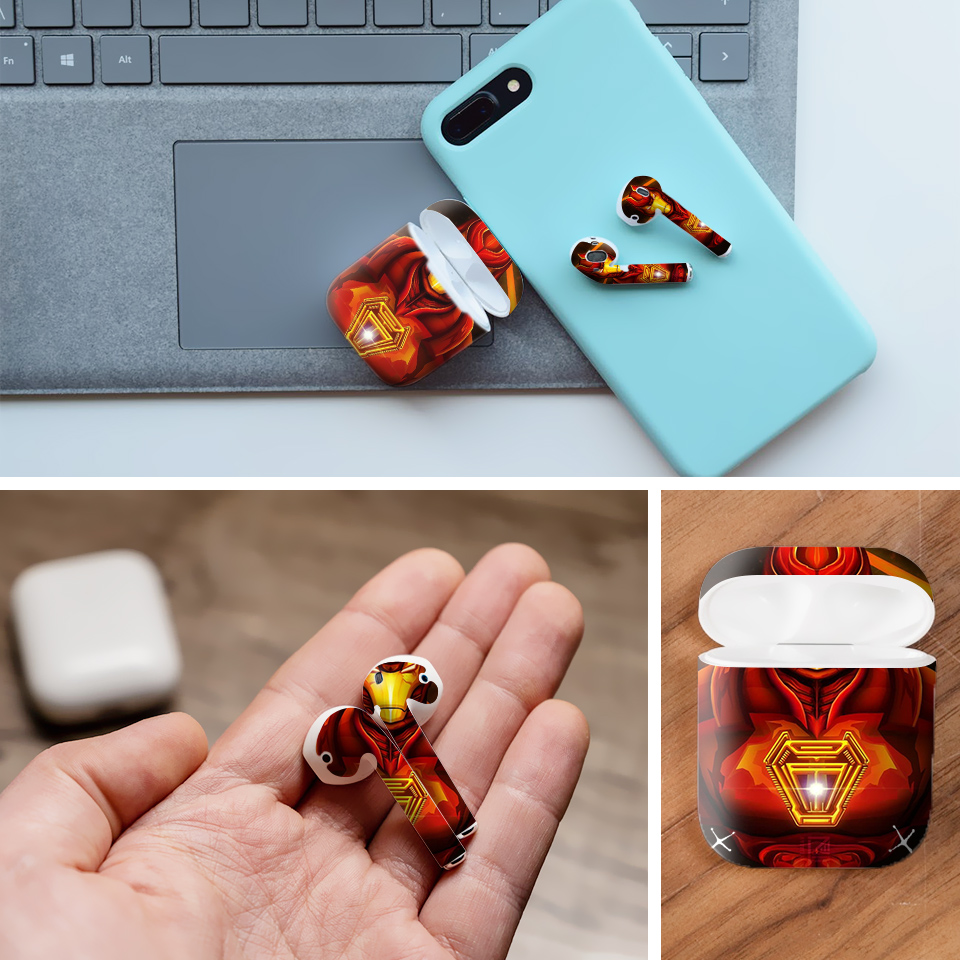 Miếng dán skin chống bẩn cho tai nghe AirPods in hình siêu anh hùng - SAH0088 (bản không dây 1 và 2)