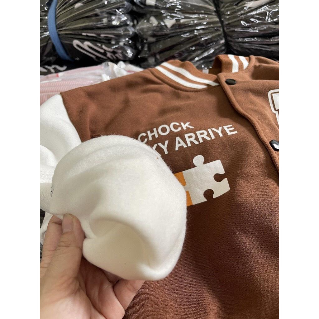 Áo Khoác Bomber Jacket Chất Nỉ Bông LUCKY Form Rộng Unisex Nam Nữ Phối Phong Cách Ulzzang KUN