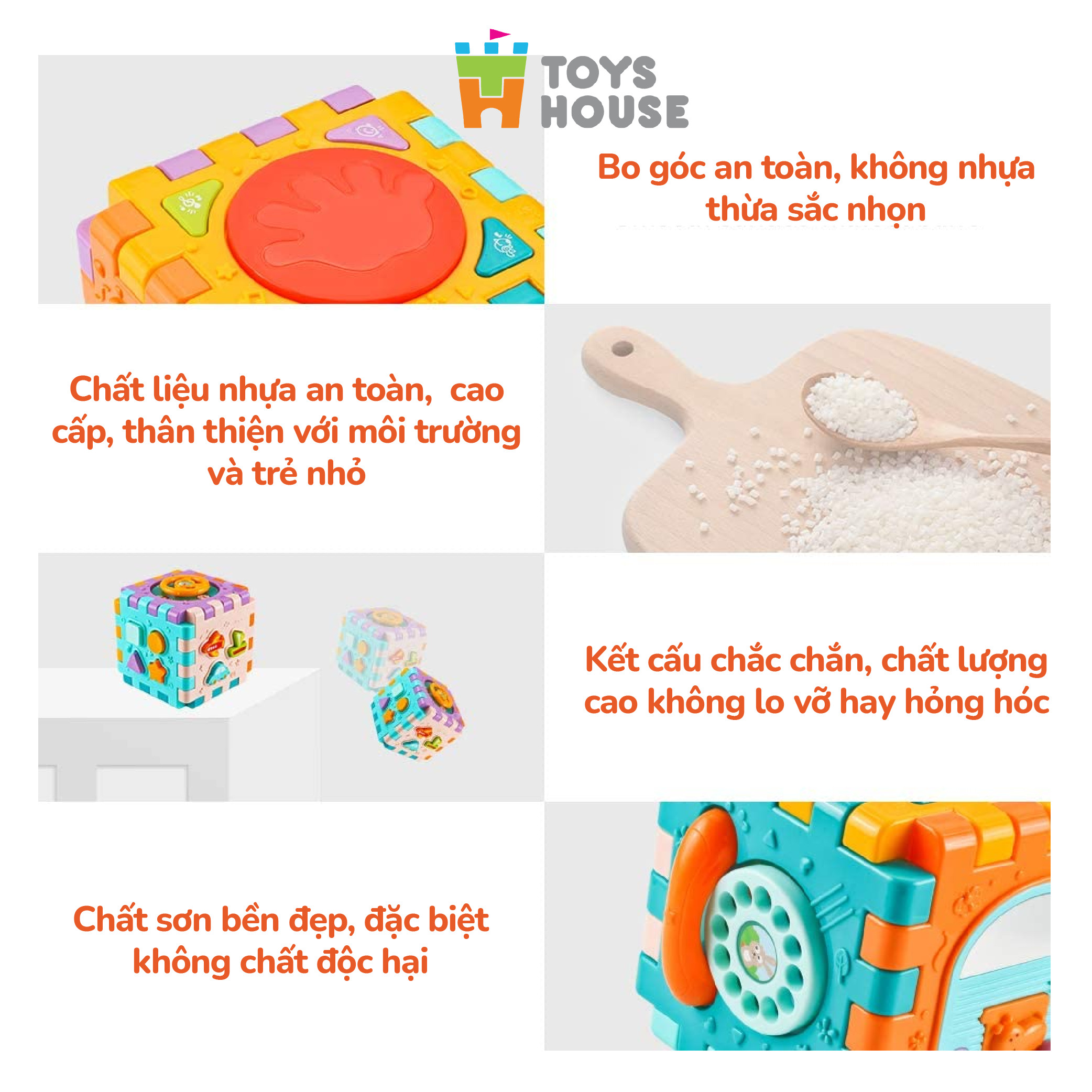 Set 6 miếng lắp ghép thả khối có đèn nhạc - Đồ chơi tiền giáo dục cho bé ToysHouse HE0530