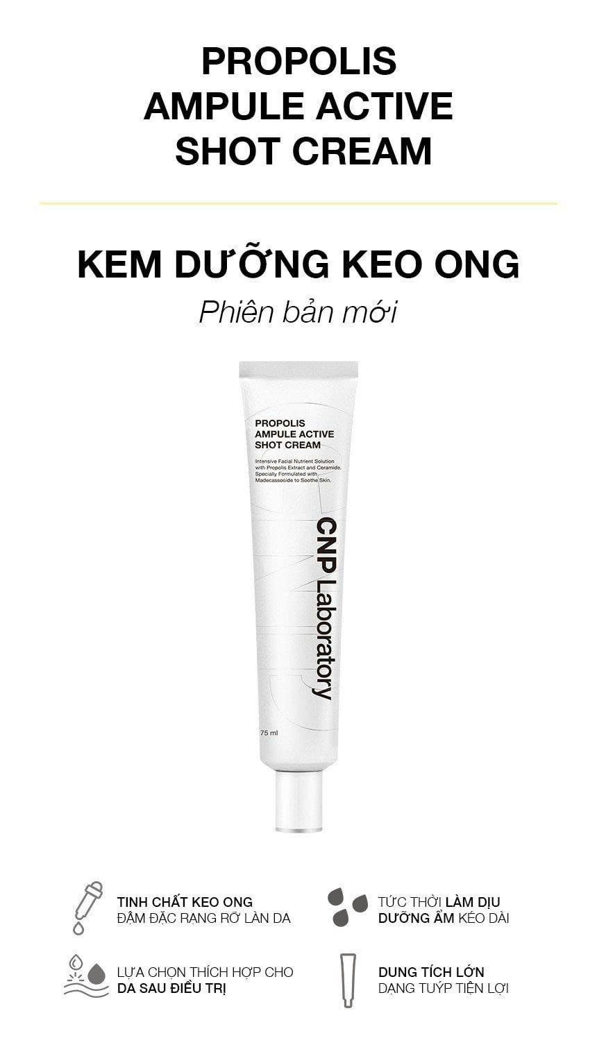 Kem Dưỡng Keo Ong Tái Tạo Phục Hồi Da CNP Laboratory Propolis Ampule Active Shot Cream 50ml