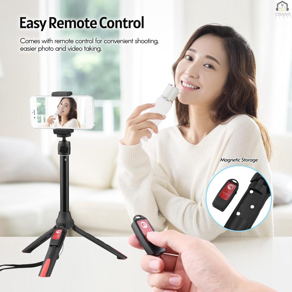 Gậy chụp ảnh selfie mini 2 trong 1 có thể điều chỉnh 64cm với đầu bi và dây đeo cho điện thoại