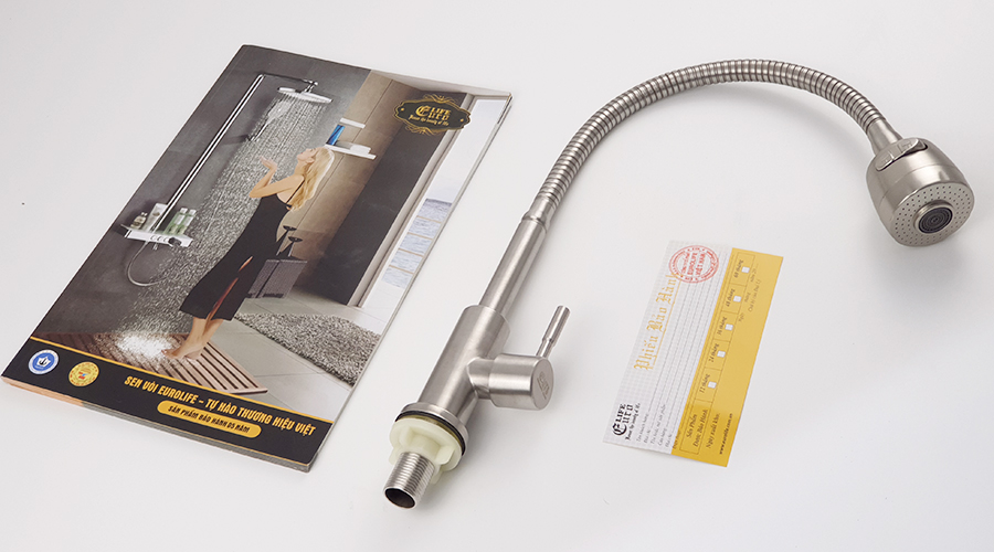 Vòi rửa chén lạnh Inox SUS 304, cần lò xo Eurolife EL-RC09