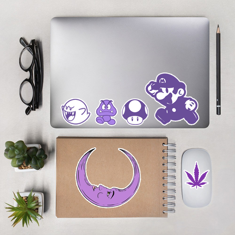 Miếng Dán Sticker Chống Nước | Set 50 Hình Sticker Chủ Đề Tím Pastel