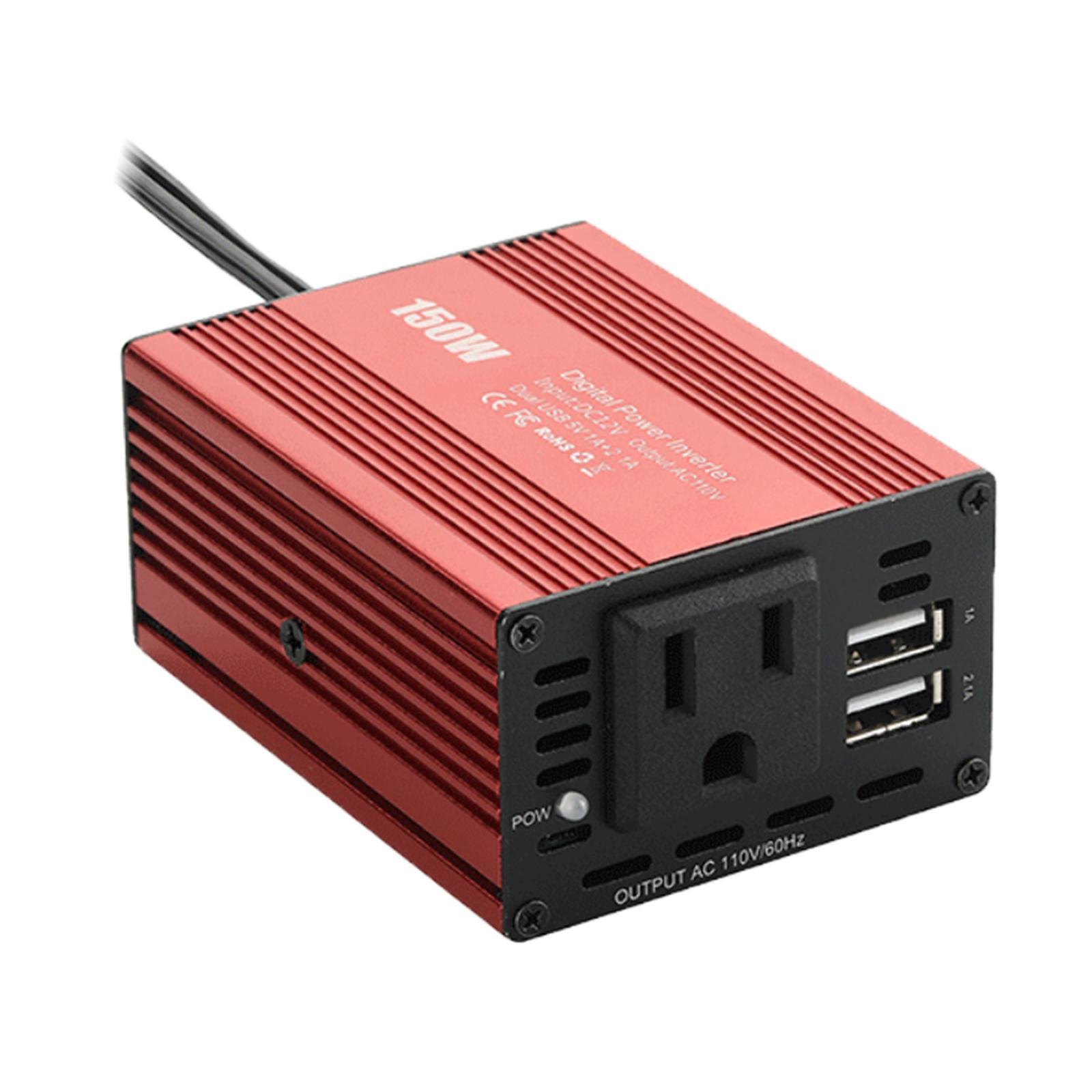 12V To 110V Converter Power Inverter Dual USB Output for Consoles TV Laptop