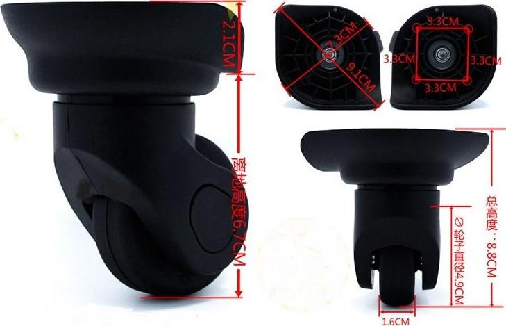 Footful 2 Cái Quay Hành Lý Vali Bánh Xe Xoay Bánh Đúc Con Lăn Dành Cho Du Lịch-Mòn Và Đôi-Chịu Lực đen