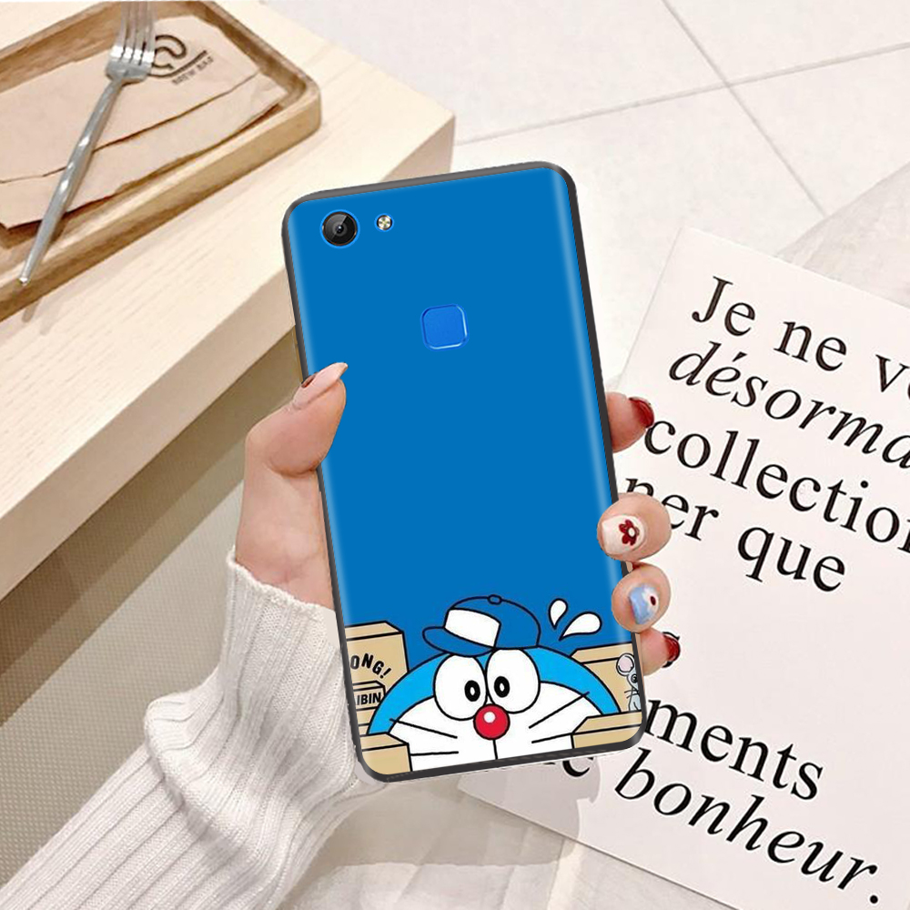 Ốp lưng điện thoại Vivo V7 viền silicon dẻo TPU  hình Doremon Nhảy Múa - Hàng chính hãng