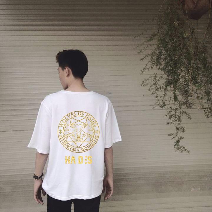 Áo thun unisex tay lỡ form rộng hình sói hades