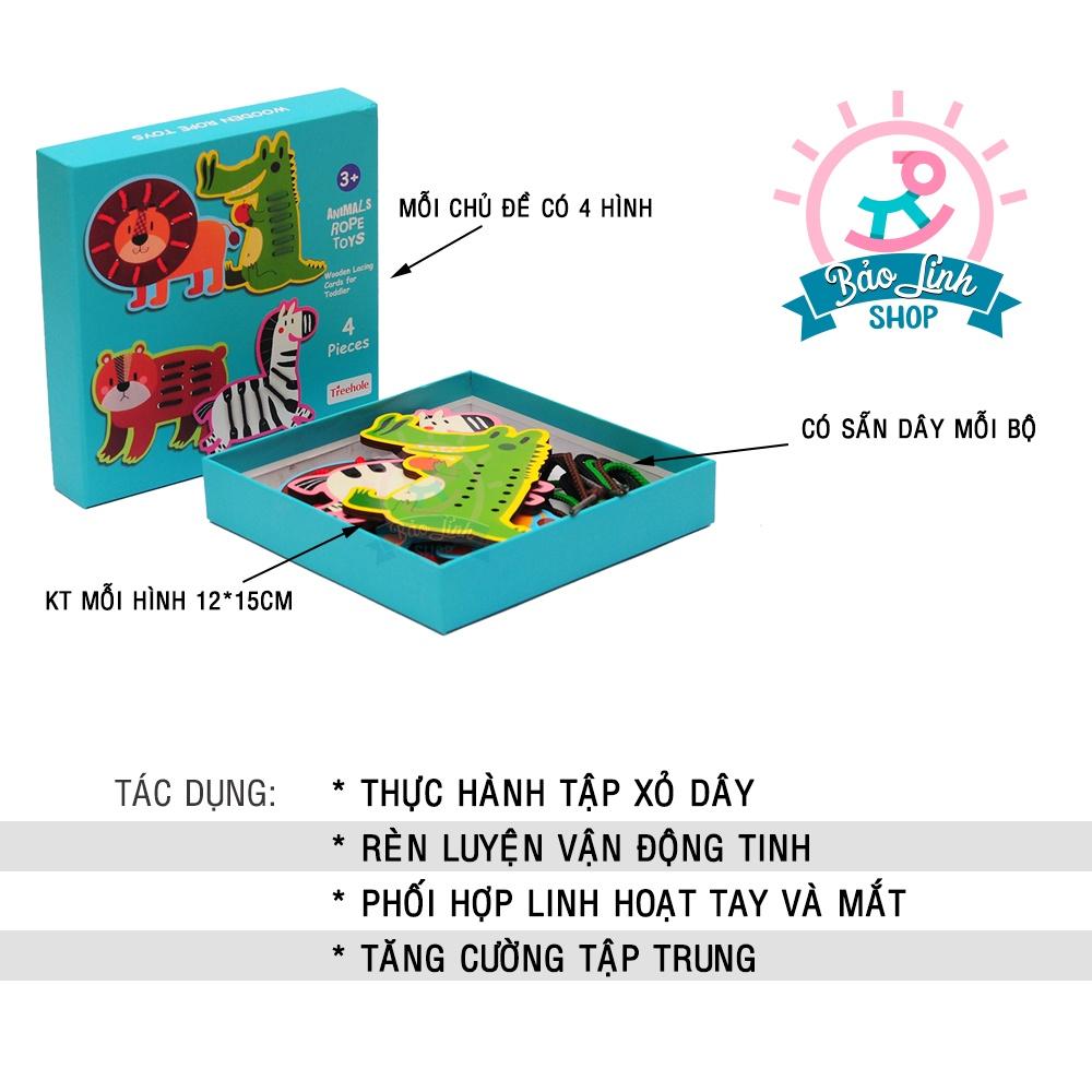 Đồ chơi gỗ cho bé 2-4 tuổi tập xỏ dây thực hành cuộc sống, phát triển trí tuệ| Giáo cụ Montessori tại nhà