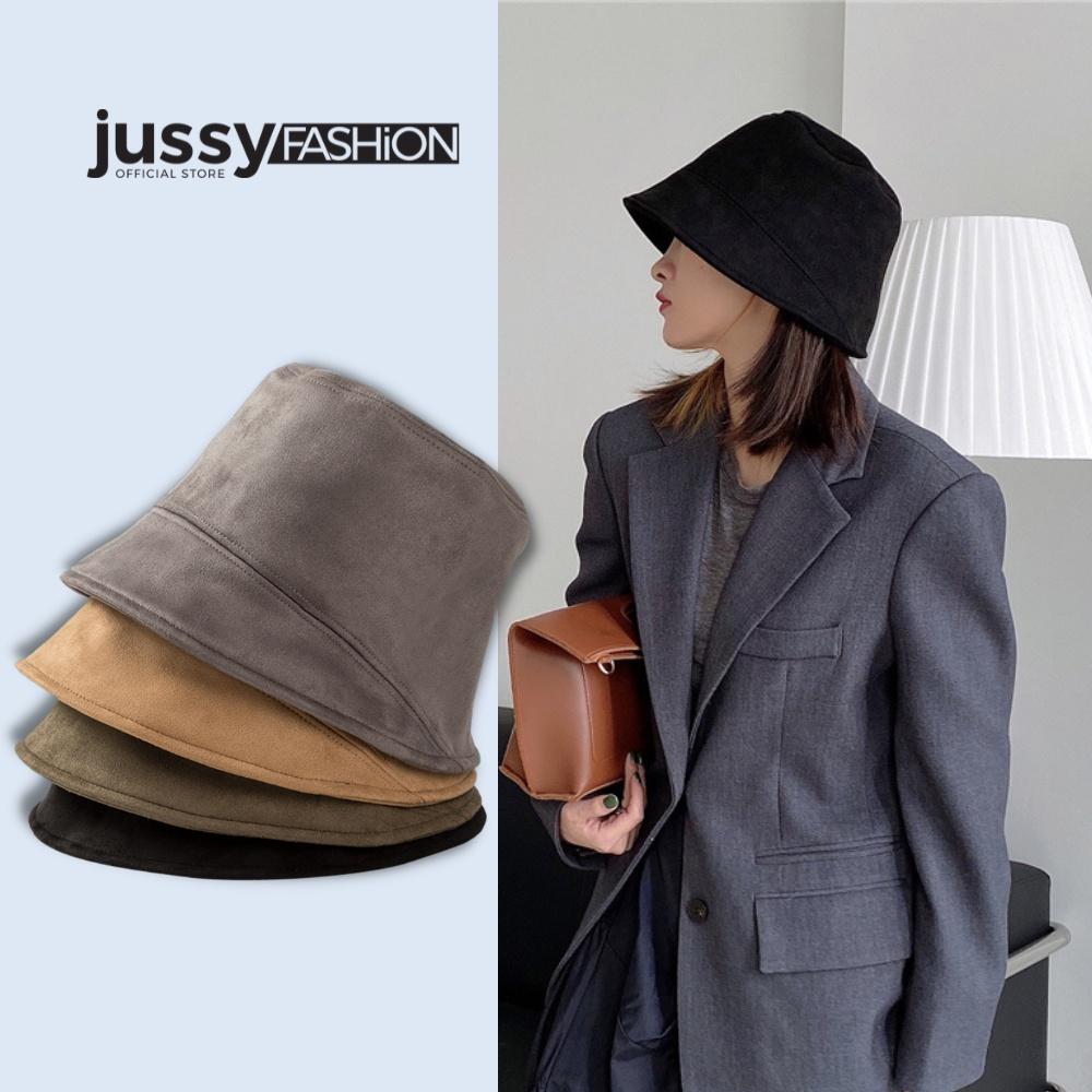 Mũ Bucket Unisex Vành Cụp Xéo Da Lộn Jussy Fashion Kiểu Nón Tai Bèo Cá Tính Phong Cách Thời Trang Hàn Quốc