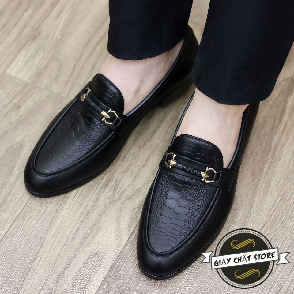 Giày lười da nam đế cao su , khâu chỉ gai chắc chắn .