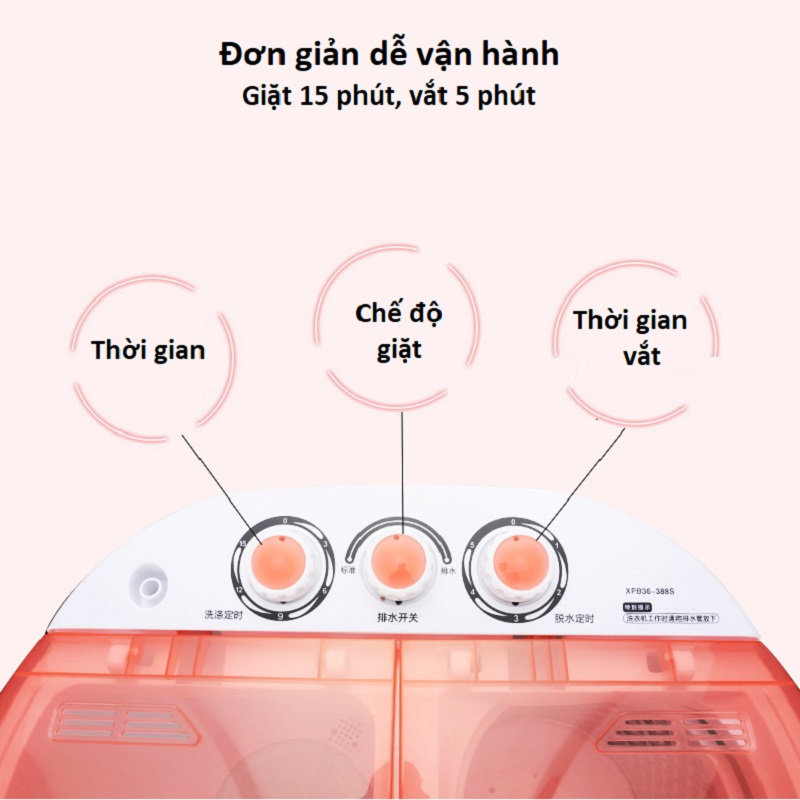 Máy Giặt Mini 2 Lồng Giặt Vắt Độc Lập Cao Cấp