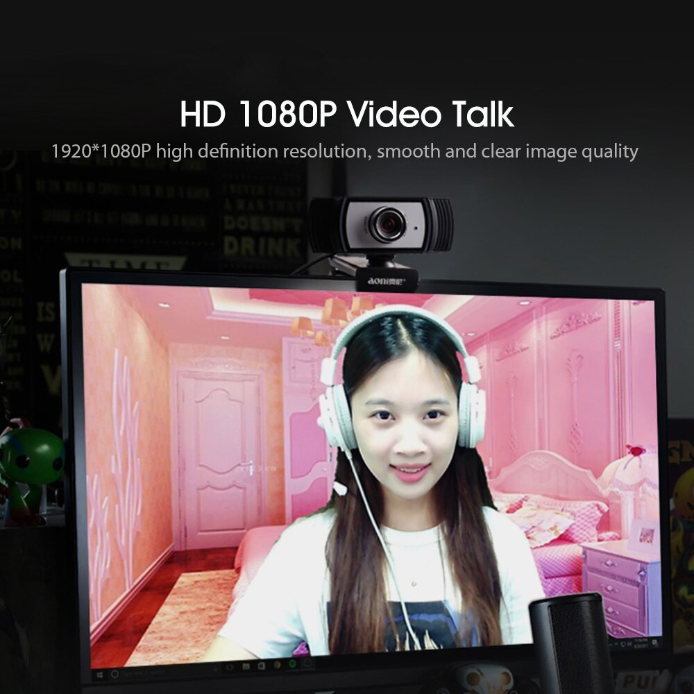 Webcam Máy Tính Aoni C33 - Livestream Siêu Nét, Học Online, Lấy Nét Chủ Động, Góc 80* - Hàng Chính Hãng