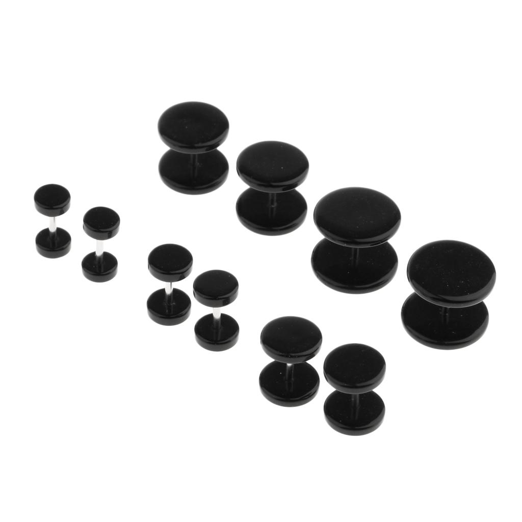 5 Pairs Acrylic Ear Earrings Flesh Tunnels Stainless Steel Fake Plugs 16g