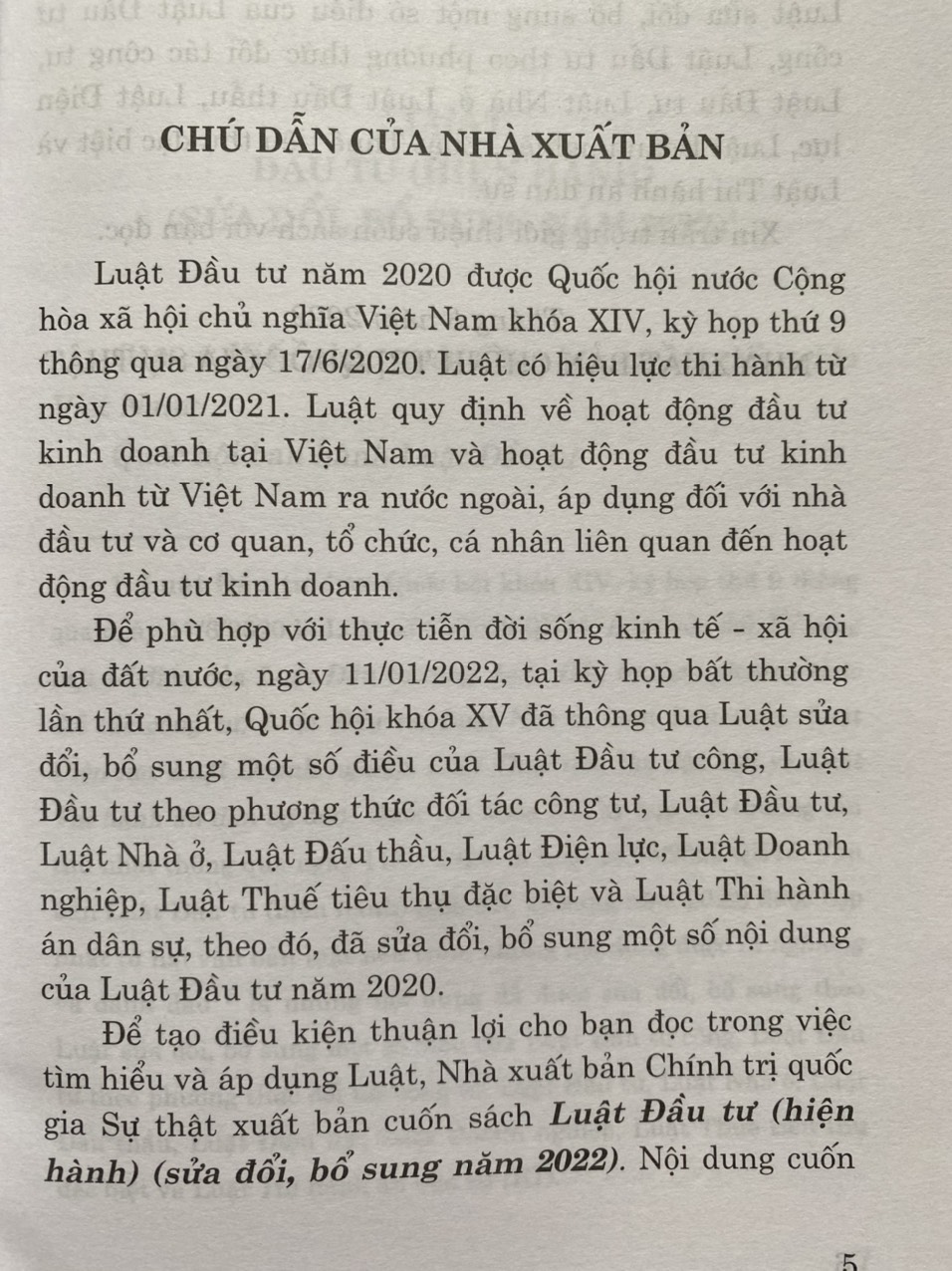 Luật Đầu Tư ( Hiện Hành ) ( Sửa Đổi, Bổ Sung Năm 2022 )