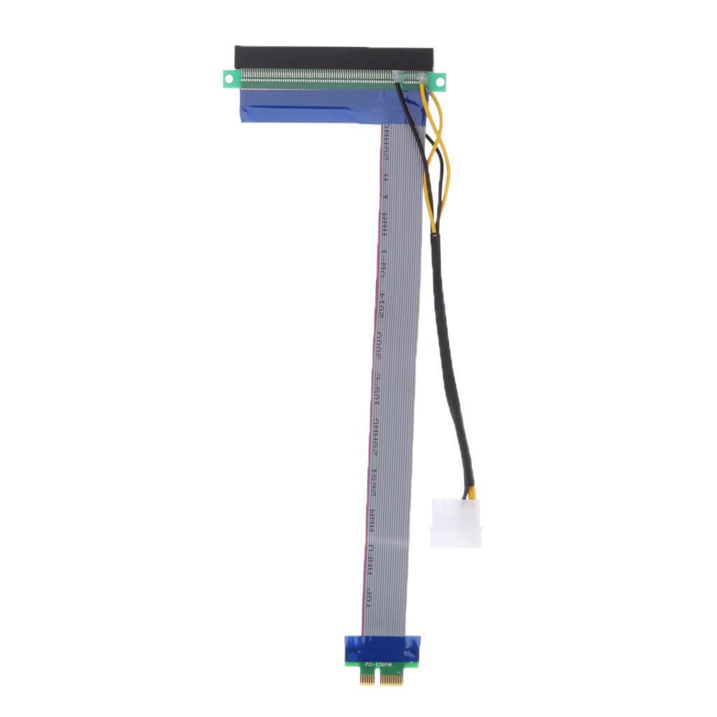 PCI- 1x To 16x Riser Card Ribbon Cable Extender Power Cord 32cm
