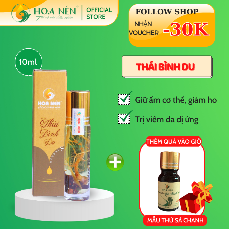 Tinh dầu thảo dược Thái bình du Hoa Nén 10ml - Giảm đau đầu, đau bụng, chống say xe