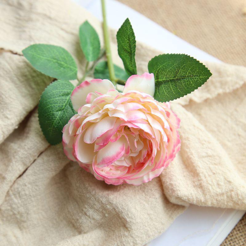Siêu rẻ-Hoa giả-Hoa hồng lụa cao cấp dài 28cm bông to 9cm trang trí nội thất, phòng khách, văn phòng, sự kiện