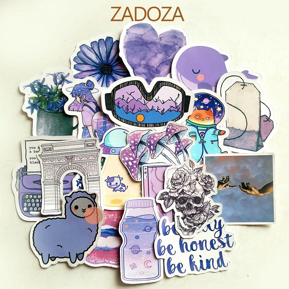 Sticker Purple tone chống thấm nước trang trí mũ bảo hiểm, đàn, guitar, ukulele, điện thoại laptop chủ đề màu tím