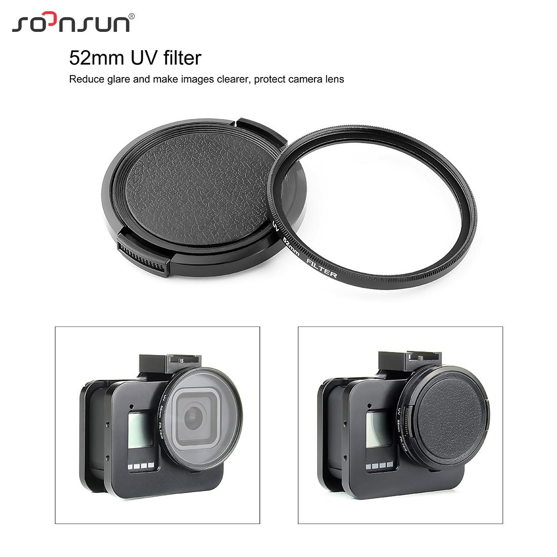SOONSUN Nhôm Ốp Lưng Bảo Vệ Cho GoPro Hero 8 Đen Camera Khung Kim Loại Gắn Nhà Ở Vỏ Lồng Bộ Đi Pro 8 phụ Kiện