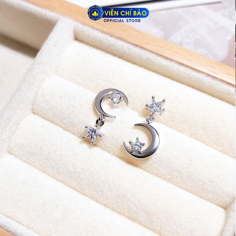 Bông tai bạc nữ Trăng Sao chất liệu bạc S925 thời trang trẻ trung nữ tính thương hiệu Viễn Chí Bảo B400350