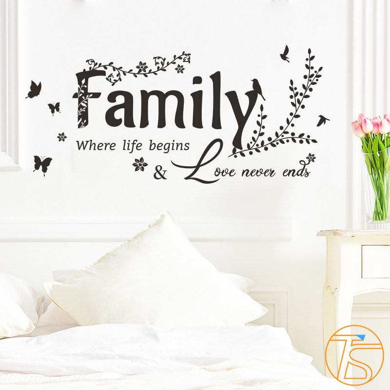Decal trang trí dán tường mẫu chữ Family khổ 30x60cm