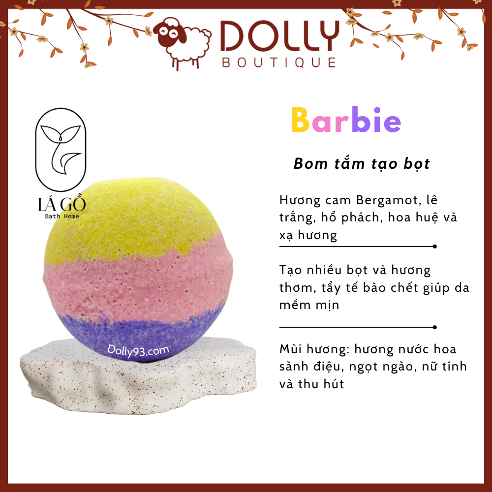 Viên Tắm Tạo Bọt Lá Gỗ Bath Home Barbie Bubble Bath - 170g