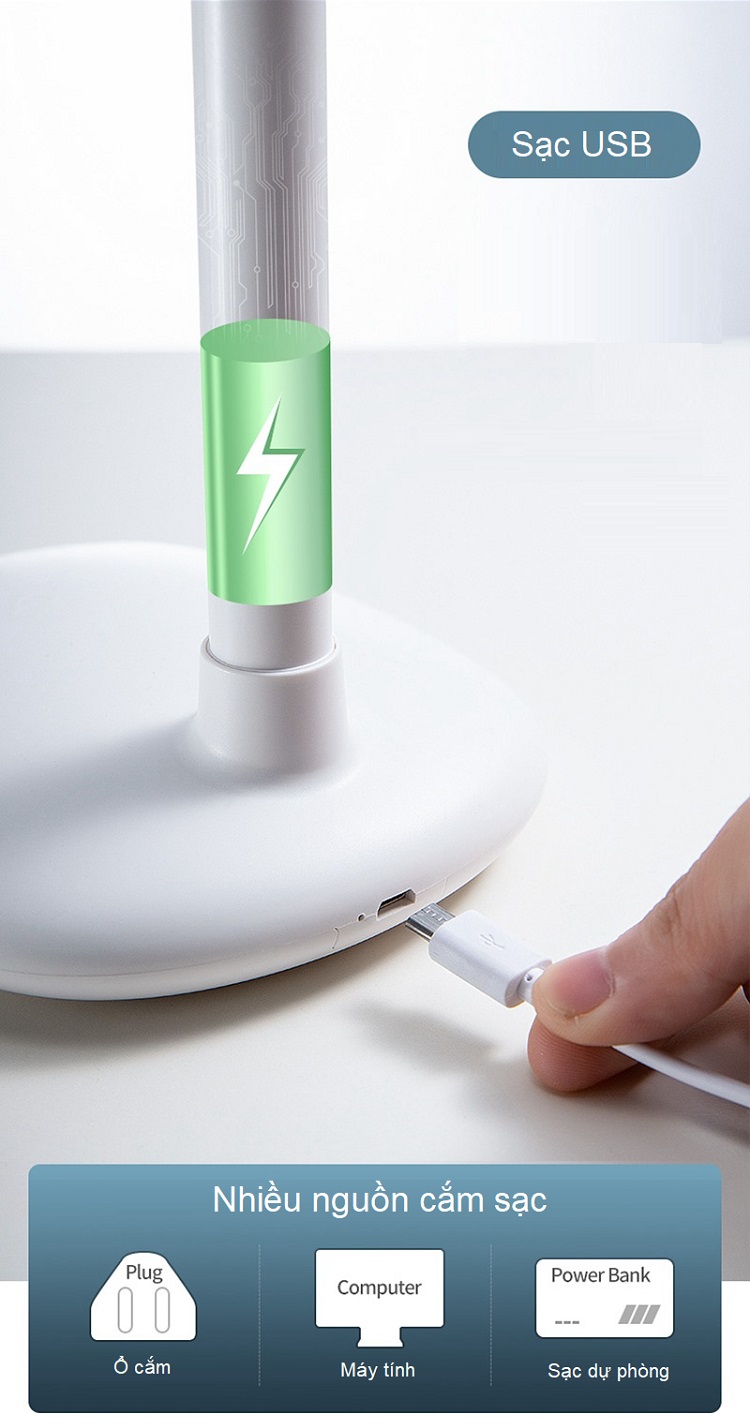 Đèn cảm ứng -Đèn bàn đọc sách báo thông minh cắm cổng USB