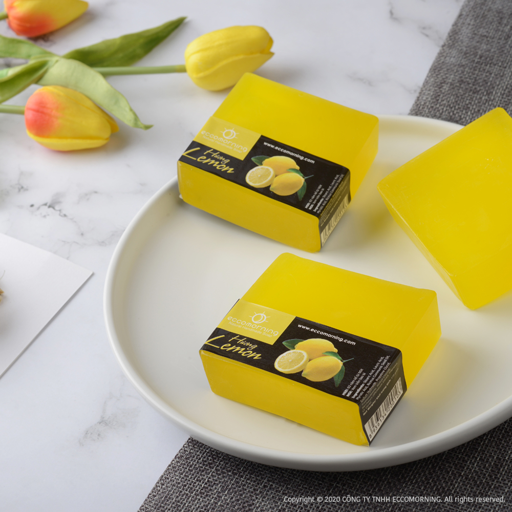 Xà Bông Thiên Nhiên Handmade eccomorning Hình Vuông Hương Chanh - Lemon Soap