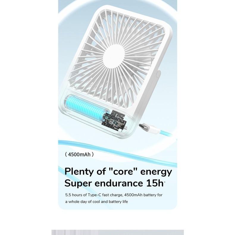 Quạt Để Bàn Tích Điện JISULIFE FA26A ABS Xoay 120 Độ - Pin 2000mAh Sử Dụng Đến 15H - Hàng Chính Hãng